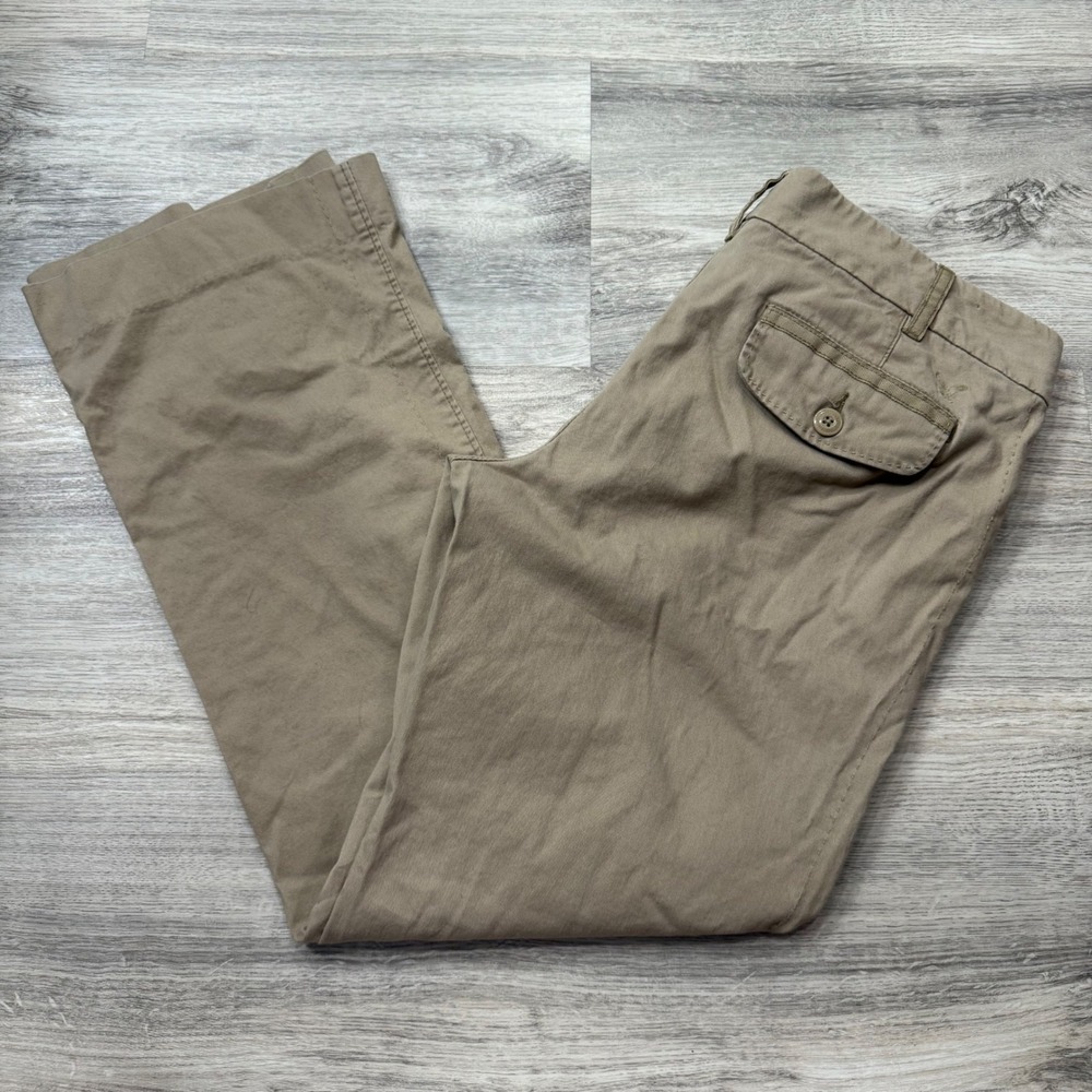 American Eagle Outfitters Khaki Chinos Tan Wide Leg Pants Womens 10 Short